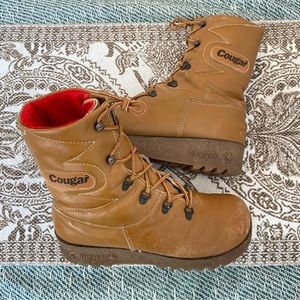 VINTAGE Cougar Brown Lace-up Winter Boots Made in Canada Size 6